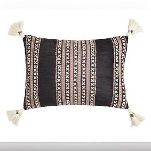 Black Velvet Embroidered Nora Lumbar Pillow World Market Throw multi color